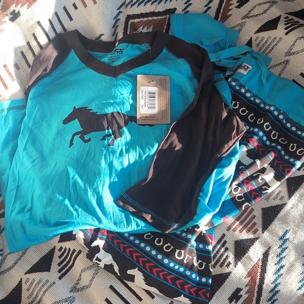 Lazy One Tall Tee Horse Fair Isle PJ Set - Picture 5 of 7